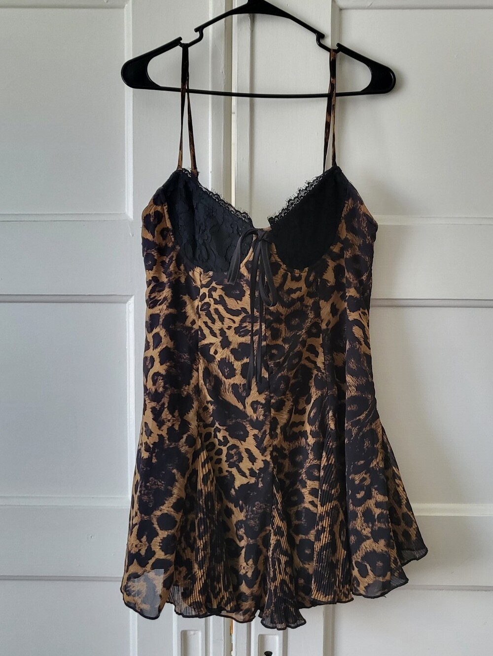 Murci Fit And Flare Leopard And Black Lace Mini Dress US 8 Y2K Bratz